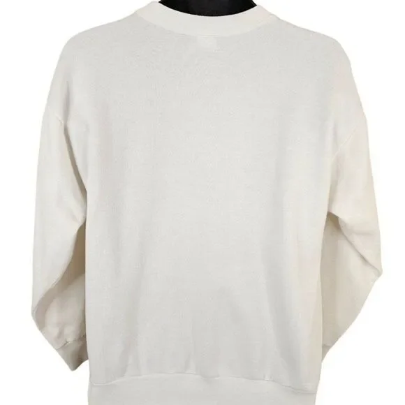 Christmas Sweatshirt Mens Size Large Vintage 90s Santa Claus Reindeer Houses - Picture 6 of 8